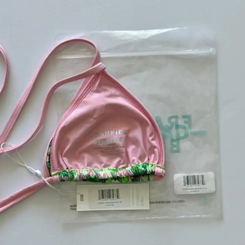 Frankies Bikinis Lumia Plaid Triangle Bikini Top - Baby Daisy - XL - NWT